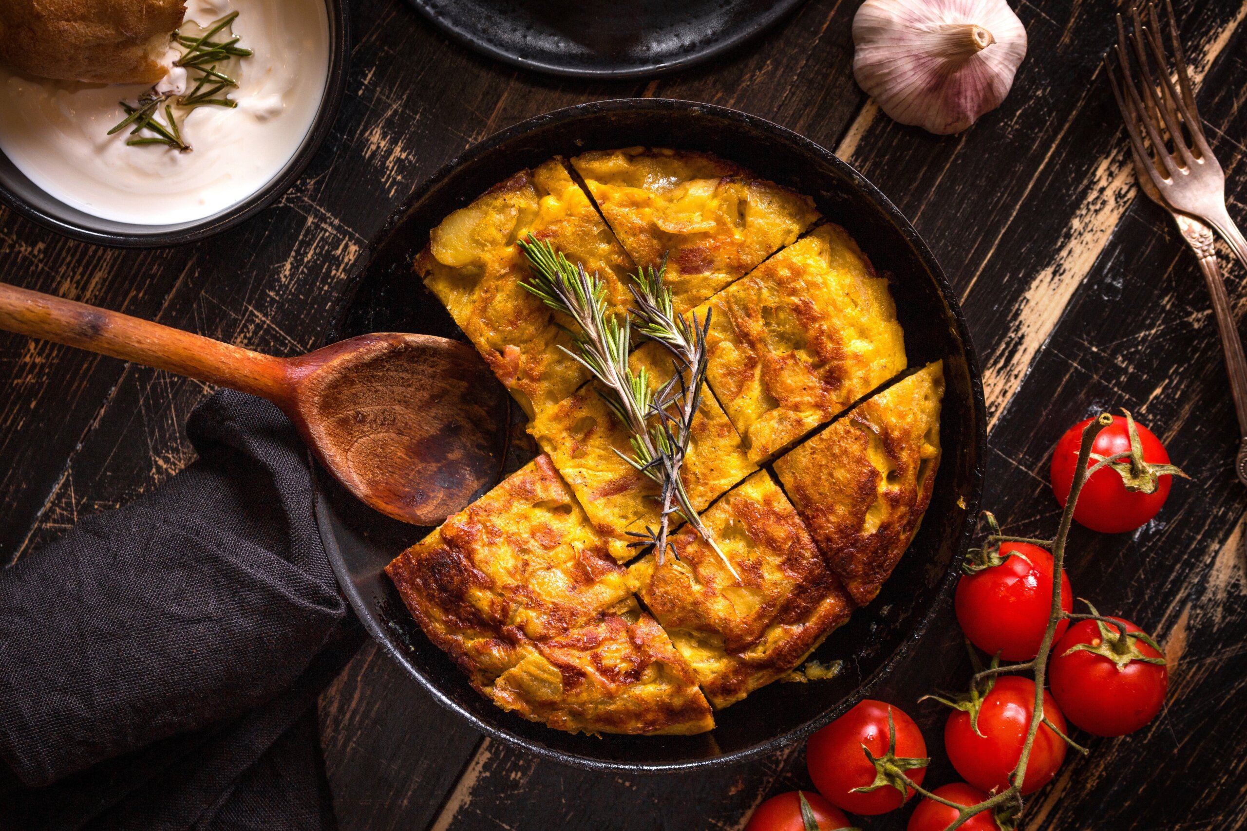 Spanish omelette with onion and tomato